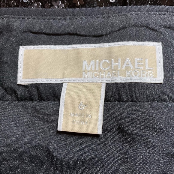 MICHAEL MICHAEL KORS Black Sequined Mini Skirt Fully Lined Side Zipper US Sz 6 - Picture 4 of 9